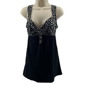 Vintage Robby Len Black White Swim Dress One Piece Swimsuit Womens Size 12